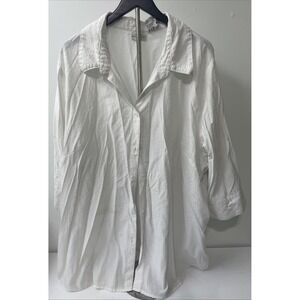 White Stag Button Down Shirt Womens 26W/28W White Good Short Sleeve Textured